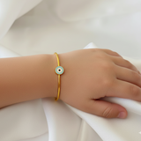 Evil eye Pastel blue Silver adjustable kids bangle