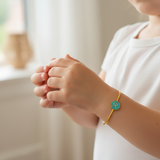 initial blue Silver adjustable kids bangle