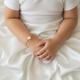 om enamel white Silver adjustable kids bangle