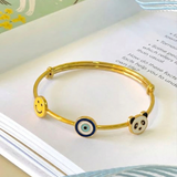 Smiley-Evileye-Panda-92.5 Silver adjustable kids bangle
