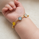 Smiley-Evileye-Panda-92.5 Silver adjustable kids bangle