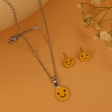 Smiley enamel 92.5 silver necklace set