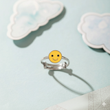Smiley 92.5 silver kids adjustable ring