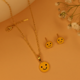 Smiley enamel 92.5 silver necklace set