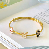 Snowman-Bunny-Labubu-92.5 Silver adjustable kids bangle