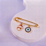 Snowman and Evil Eye 92.5 silver Safety Pin Brooch for Kids