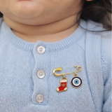 Socks and Evil Eye 92.5 silver Safety Pin Brooch for Kids