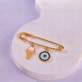 Softy and Evil Eye 92.5 silver Safety Pin Brooch for Kids