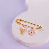 Softy and Evil Eye Pink 92.5 silver Safety Pin Brooch for Kids