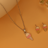 Softy enamel 92.5 silver necklace set