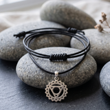 Solar Chakra 92.5 Silver Black Cord Necklace For Men