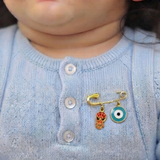 Spiderman and Evil Eye Blue 92.5 silver Safety Pin Brooch for Kids