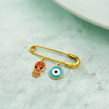 Spiderman and Evil Eye Blue 92.5 silver Safety Pin Brooch for Kids