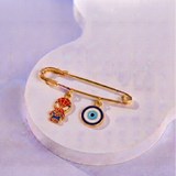 Spiderman and Evil Eye 92.5 silver Safety Pin Brooch for Kids