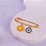 Sun and Evil Eye 92.5 silver Safety Pin Brooch for Kids