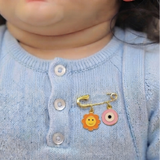 Sun and Evil Eye Pink 92.5 silver Safety Pin Brooch for Kids
