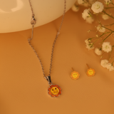 Sun enamel 92.5 silver necklace set