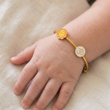Sun-Om-Enamel-White 92.5 Silver adjustable kids bangle