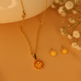 Sun enamel 92.5 silver necklace set