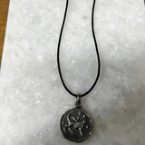 Taurus Coin 92.5 Silver Black Cord Necklace For Men