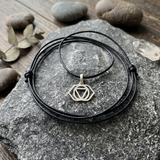 Third Eye Chakra 92.5 Silver Black Cord Necklace For Men