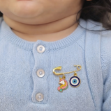 Unicorn and Evil Eye 92.5 silver Safety Pin Brooch for Kids