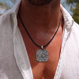 Universe Coin 92.5 Silver Black Cord Necklace For Men