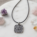 Universe Coin 92.5 Silver Black Cord Necklace For Men