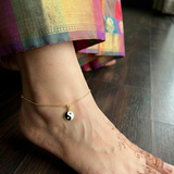 yin yang  92.5 silver anklet