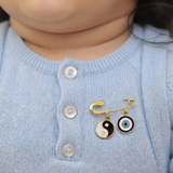 Yin Yang and Evil Eye 92.5 silver Safety Pin Brooch for Kids