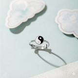 Yin-Yang 92.5 silver kids adjustable ring