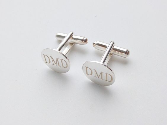 Button Cover Monogram Personalised Engraved Cufflinks 