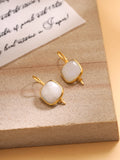 Square/Round moonstone earrings
